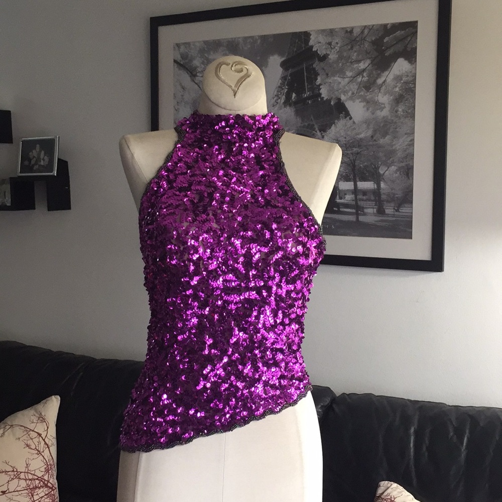 Gorgeous Sequined and Beaded Top. XS/S like New